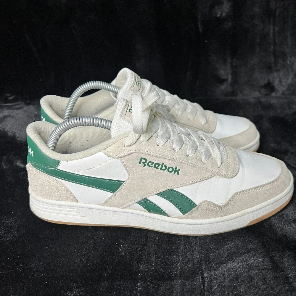 Reebok Galaxy 7 Men 8.5 Shoes White Beige Suede Leather Lace Up Athletic Sneaker